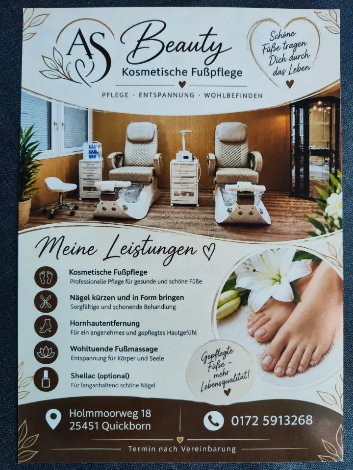Flyer-Gestaltung für AS Beauty Kosmetische Fußpflege