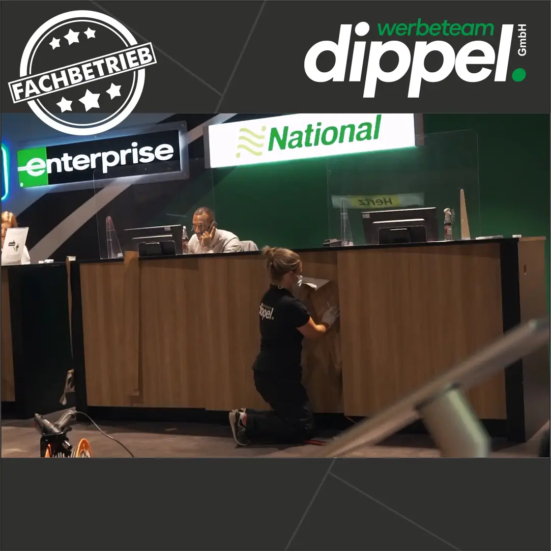 Möbelfolie - Klebefolie Möbel Firmen-Infostand