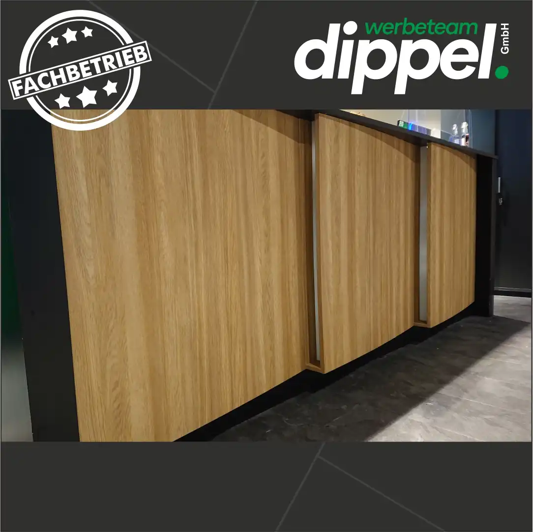 Möbelfolie - Klebefolie Möbel Firmen-Infostand