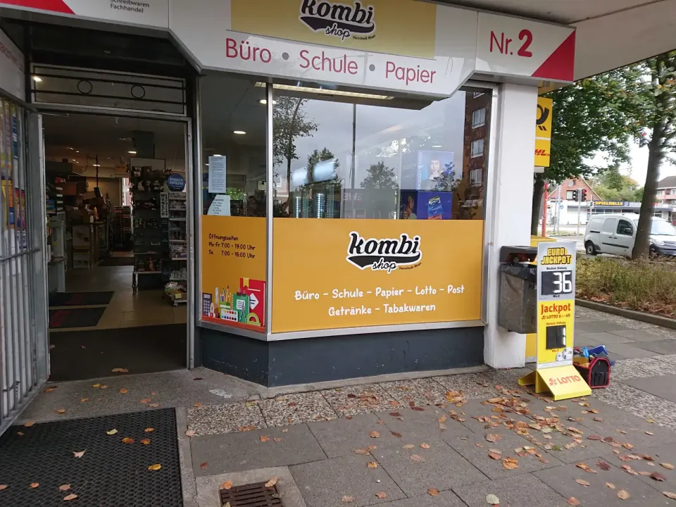Kombi-Shop Schaufenster Beschilderung – Fenstergestaltung Hamburg